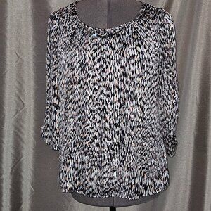 Roz & Ali, Plum, Black, Pink, Top, Size: L